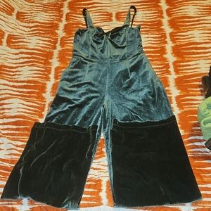 Abercrombie & Fitch Velvet Jumpsuit in Teal